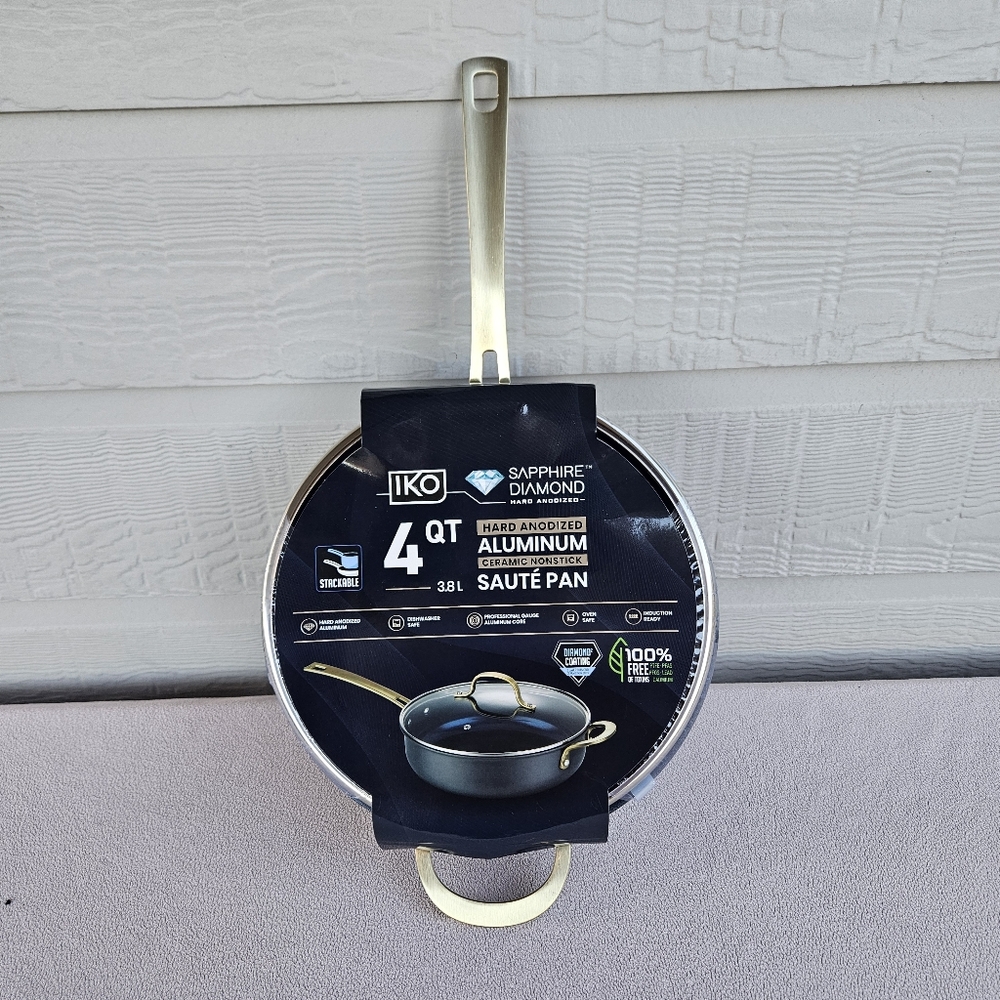 IKO 4Qt Hard Anodized Aluminum Ceramic Nonstick Saute Pan Dishwasher Oven Safe